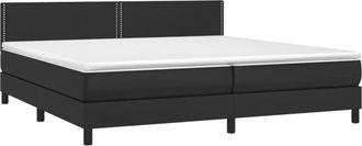 vidaXL Vidaxl - Cama Box Spring Colch&oacute;n Y Led Cuero Sint&eacute;tico Negro 200x200 Cm