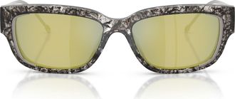 Diesel DL2002MU Geck-D 56mm Rectangular Sunglasses in Havana /Violet /Emerald at Nordstrom