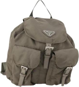 Prada Pre-owned Vintage Nylon Rugzak - Dames - Vintage Rugzakken - Grijs - ONE Size - Nylon - Vintage