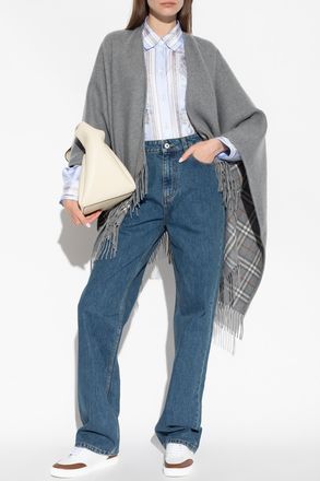 Burberry Wool Poncho, Womens, Grey
