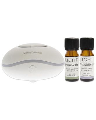 AromaWorks Light Range Usb Aroma Diffuser Set By Aromaworks For Unisex - 4 Pc 0.33Oz Light Essential Oil - Lemongrass And Bergam