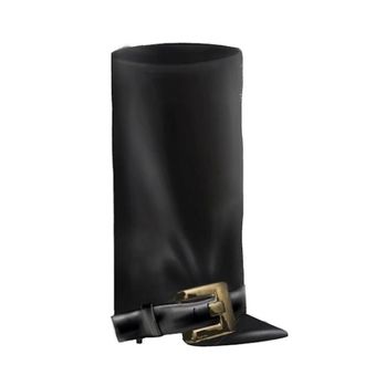 Balmain Heeled Boots, female, Black, Size: 7 1/2 US Black Leather Gaiter Boots with Buckle