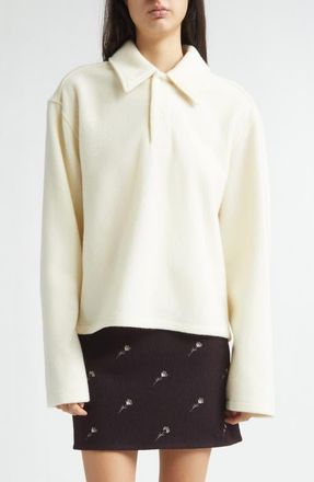 Rier Wool Fleece Polo in Off White Fleece at Nordstrom, Size Xx-Small
