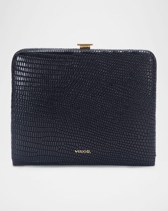 Vince Frame Lizard-Effect Leather Wallet