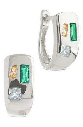 Sterling Forever Bristol Art Deco Huggie Hoop Earrings in Silver at Nordstrom Rack