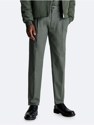 Calvin Klein Mens Modern Twill Pleated Pants - Green - XXL