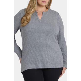 NYDJ Metallic Rib Top in Heather Grey at Nordstrom, Size 2X