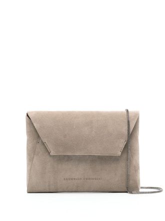 Brunello Cucinelli suede clutch bag - women - Calf Suede - One Size - Grey