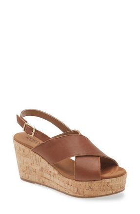 Cordani Dovi Slingback Platform Wedge Sandal in Cuoio Leather at Nordstrom, Size 6.5Us