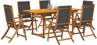 vidaXL Juego Comedor De Jard&iacute;n 7 Pzas Madera Maciza Acacia Y Textileno Vidaxl