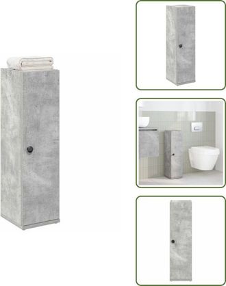 vidaXL The Living Store Mobile da Bagno con Portarotolo Grigio Cemento 20,5x22x72 cm - Armadio da bagno con portarotolo