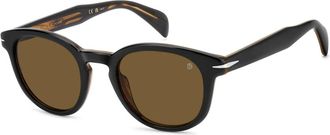 Eyewear by David Beckham Zwart Gestreepte Bruine Zonnebril - Heren - Zonnebrillen - Bruin - 50 MM - Accessoires