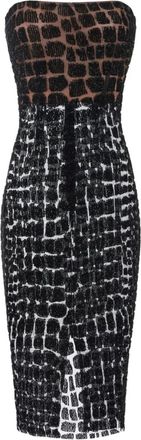 Elisabetta Franchi Abito midi con effetto coccodrillo - Nero