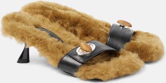 CHRISTOPHER ESBER Turnlock shearling-trimmed mules