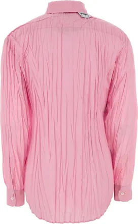 Moschino Womens Pleated Jersey Shirt Pink Polyester Cotton