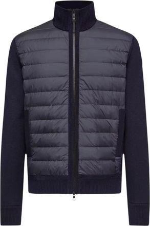 Moncler Gewatteerd wollen vest met ritssluiting - Heren - Winterjassen - Blauw - L - Wol - Jassen