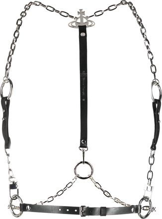 Vivienne Westwood Orb-plaque leather belt - unisex - Metal/Calf Leather - M - Black