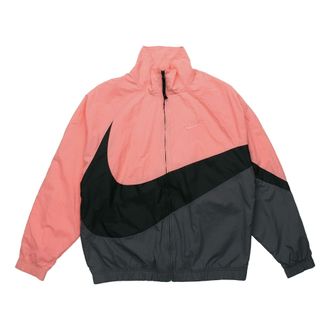 Nike Mens Sports Jacket Stand Collar Color Block Black Gray Pink AR3133-668