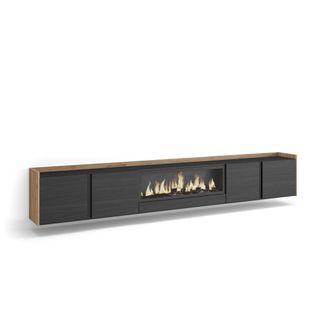 Skraut Home Skraut Home - Mueble Tv, Televisi&oacute;n, Muebles De Sal&oacute;n, Almacenaje, 315x35x50cm, Para Tv Hasta 80, Chimenea El&eacute;ctrica Xxl, Colgado, Suspendido, Estilo 