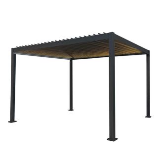 MonsterShop Anthracite Aluminium Pergola With LED Lights - 3m x 4m in Grey