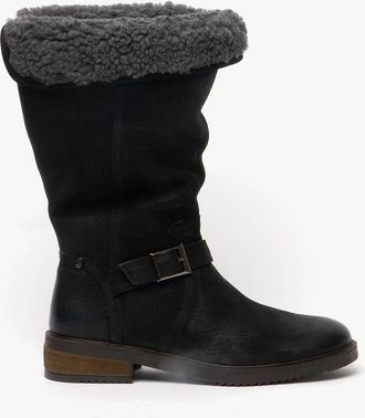 Hush Puppies Womens Hush Puppies BONNIE Womens Leather Mid Height Boots Black - Size: 4