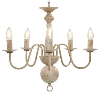 vidaXL Candelabro Stile Anticato Bianco 5 Lampadine E14 - Vidaxl