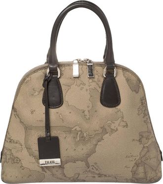 Alviero Martini 1A Classe Grey Geo Print Coated Canvas Dome Satchel