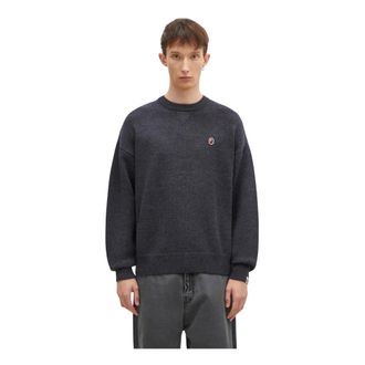 A Bathing Ape Maglione Girocollo con Logo Applicato - - Knitwear - Uomo - Grigio - L