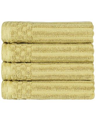 Superior Cotton Highly Absorbent Solid And Checkered Border Hand Towel Set