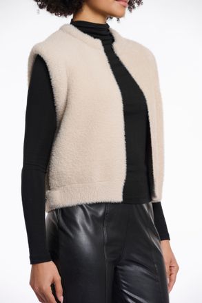 Rino&Pelle Kurzweste RINO & PELLE ELONA, Damen, Gr. XXL (44), grau (stone), Boucl&eacute;, Obermaterial: 59% Polyamid, 26% Polyester, 15% Viskose, unifarben, regular fi