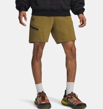 Under Armour Unstoppable Fleece Short Mens Green 7 Inseam Activewear DSGL1132