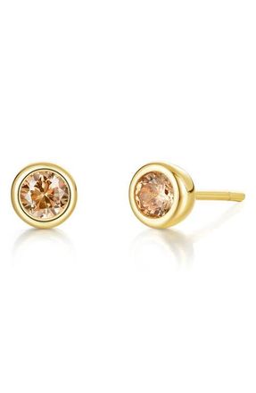 Lafonn Bezel Simulated Birthstone Stud Earrings in Yellow at Nordstrom