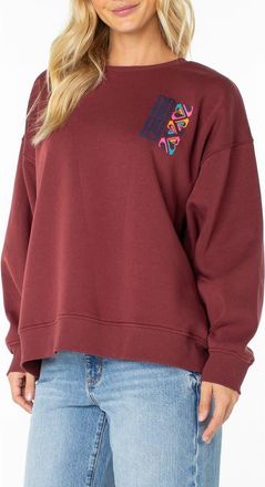Roxy Morning Stroll Crewneck Sweatshirt in Port at Nordstrom, Size X-Large
