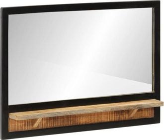 vidaXL Espejo con estantes madera maciza de mango y vidrio 80x8x55 cm Vidaxl