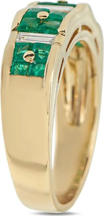 Luxury Bazaar 18K geelgouden ring met smaragd en diamant