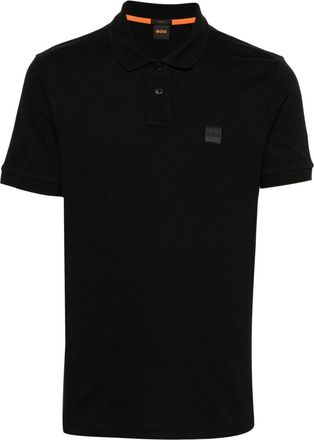 BOSS logo-patch piqu&eacute; polo shirt - men - Elastane/Cotton made in Africa (CmiA) - M - Black