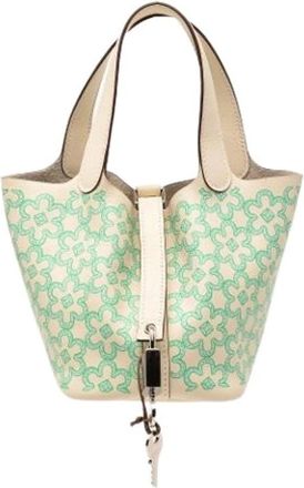 Herm&egrave;s Pre-owned Picotin Lock 14 - Dames - Vintage Tas - Groen - ONE Size - Leer - Vintage