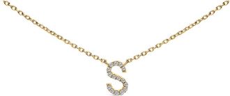 House of Brilliance 10K Yellow Gold Diamond Accent A-Z Block Initial Pendant Necklace in Yellow Gold | S at Nordstrom