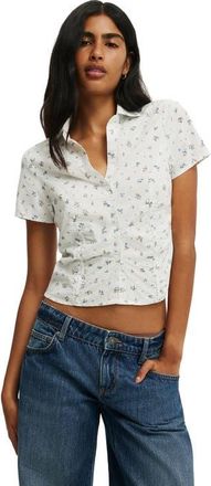 Cotton On Womens Maya Rouched Shirt in Indy Ditsy Pinstripe Cosmic at Nordstrom, Size 10
