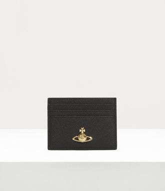 Vivienne Westwood Flat Card Holder Saffiano Leather Plain Black3d-ord One Size Women