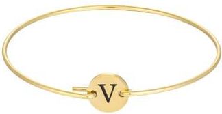 Adornia Tarnish Resistant 18K Gold Plated Initial Bangle Bracelet in Gold-V at Nordstrom Rack