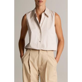 Vince Sleeveless Button-Up Shirt in Oyster at Nordstrom, Size X-Large