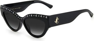 Jimmy Choo London Sunglasses Cat Eye Full Rim, Black Frame And Grey Gradient Lens