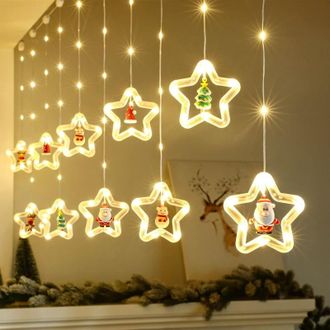 OEM Cortina De Luces Navide&ntilde;as En Forma De Estrella, Guirnalda De Luces Usb De 3 M En Blanco C&aacute;lido Para Ventanas Interiores, Decoraci&oacute;n Navide&ntilde;a