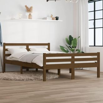 vidaXL Vidaxl - Estructura Cama Sin Colch&oacute;n Madera Maciza Marr&oacute;n Miel 140x190cm