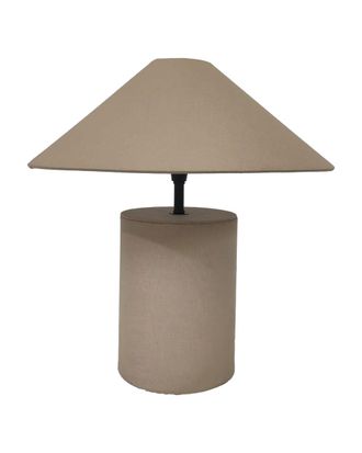Deco Wood L&aacute;mpara de mesa de tela en tono natural de 38cm