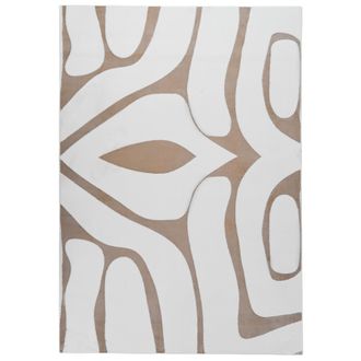Beliani Alfombra Para Sal&oacute;n Estilo Moderno Forma Rectangular Jacquard 160 X 230 Cm Pelo Largo Beige/blanco Hartz
