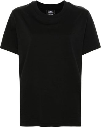 A.P.C. logo-embroidered T-shirt - women - Organic Cotton - L - Black