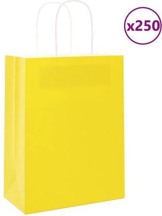 vidaXL Bolsas De Papel Con Asas 250 Uds Amarillas 21x11x28 Cm Vidaxl