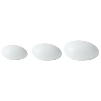 Beliani Conjunto De 3 L&aacute;mparas Led En Forma De Piedra Para Exterior Material Sint&eacute;tico Ip54 Impermeable Con Mando A Distancia Blanco Farallon